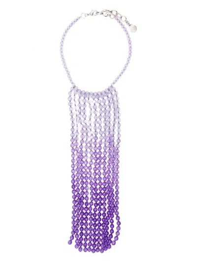 E 'clat Light Purple Ombre Beads Drop Necklace In Blue