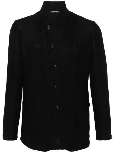 E 'clat Linen And Cotton Blend Jacket In Black