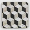 E. Inder Designs Black / Neutrals Coaster Set Of Four. Sophisticated Art Deco Style. Heat Proof Melamine.