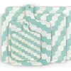 E. Inder Designs Four Chopping Boards Set. Light Blue Hexagonal Design. Two Rectangle And Two Paddle Shaped Board Mel