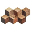 E. Inder Designs Neutrals / Brown Hexagonal Coaster Set Of Six. Mixed Wood Designs With Melamine Coating For Heat Res In Brown