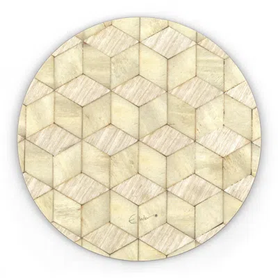 E. Inder Designs Neutrals Round Coaster Set Of Six. Neutral Waldorf Range. Melamine Heat Resistant And Durable. In Multi