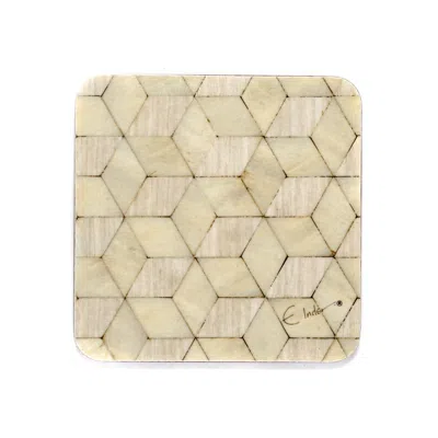 E. Inder Designs Neutrals Six Coasters Neutral Scandi Design. Heat Proof Melamine. Tied With Ribbon For Gifting.
