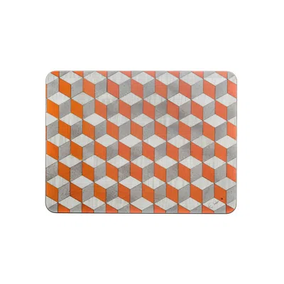 E. Inder Designs Placemats Set Of Four In Orange White And Grey. Heat Proof Melamine. Please Measure Plate Before Pur