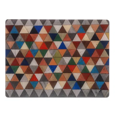 E. Inder Designs Red / Green Chopping Board Toughened Smooth Recycled Glass. Harlequin Mosaic Design. Heat Resistant 