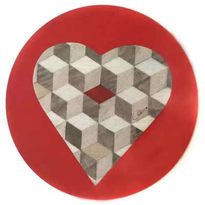 E. Inder Designs Set Of Six Coasters In Heart Design With Red Border. Barcelona Red Range In Luxe High Gloss Melamine