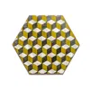 E. Inder Designs Small Placemats Set Of Four In Mid Century Style Mustard Yellow & Greys Heat Resistant Melamine. Ple In Multi