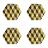 E. Inder Designs Teapot Stand And Coasters Set In Mid Century Modern Mustard And Grey Heat Proof Melamine. A Unique P In Multi