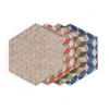 E. Inder Designs Yellow / Orange / Blue Small Place Mats In Mixed Colours. Set Of Four. Hexagonal. Please Measure Bef