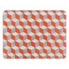 E. Inder Designs Yellow / Orange / Grey Four Large Place Mats In Orange White And Light Grey Geometric Design. Heat P