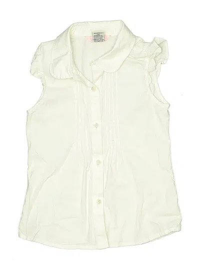 Pre-owned E-land Kids' Sleeveless Button Down Shirt In White
