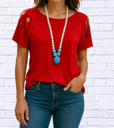 E. Luna 4th July Laser Cut Top In Red