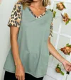 E. Luna Bellamy Cheetah Top - Plus In Olive In Green
