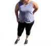 E. Luna Front Knot Bottom Tank - Plus In Blue In Blue