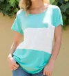 E. Luna Mix Knit Tunic Top In Mint