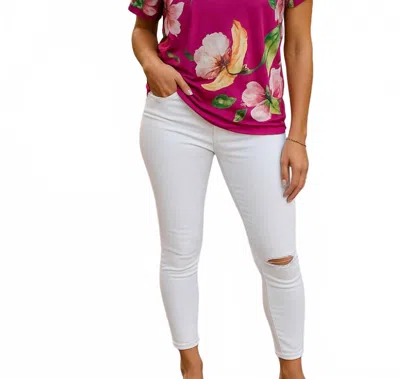 E. Luna One Shoulder Boxy Top In Hot Pink