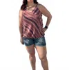 E. Luna Woven Spaghetti Strap Camisole Top In Striped Mauve Red In Pink