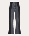 E.l.v Denim E. L.v. Denim Women's Flare High-rise Cropped Two-tone Jeans In Black/grey