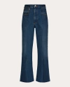 E.l.v Denim E. L.v. Denim Women's Flare High-rise Cropped Jeans In Blue