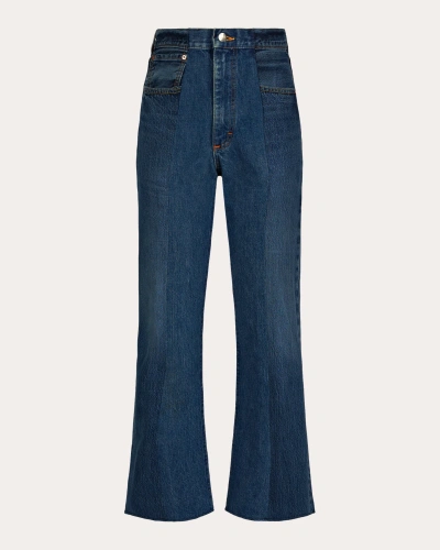 E.l.v Denim E. L.v. Denim Women's Flare High-rise Cropped Jeans In Blue