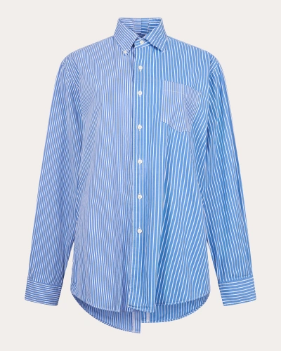 E.l.v Denim E. L.v. Denim Women's Diana Oversized Striped Cotton-poplin Shirt In Blue
