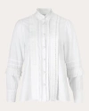 E.l.v Denim E. L.v. Denim Women's Marnie Pintucked Cotton-poplin Shirt In White