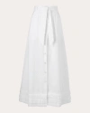 E.l.v Denim E. L.v. Denim Women's Mimma Pleated-hem Cotton-poplin Maxi Skirt In White
