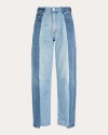 E.l.v Denim E. L.v. Denim Women's Boyfriend High-rise Two-tone Jeans In Mid/light Blue
