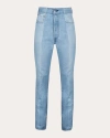 E.l.v Denim E. L.v. Denim Women's Straight Slim-cut Two-tone Jeans In Blue