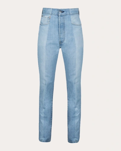 E.l.v Denim E. L.v. Denim Women's Straight Slim-cut Two-tone Jeans In Blue