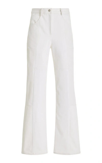 E.l.v. Denim Paneled Cotton-blend Flare Pants In White