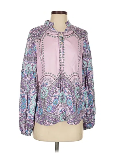 Pre-owned E3 By Etcetera Long Sleeve Blouse In Purple