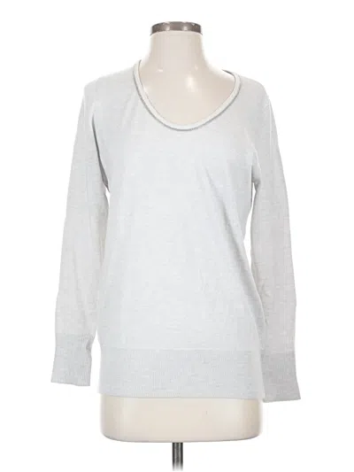 Pre-owned E3 By Etcetera Long Sleeve Top Silver Crew Neck Tops
