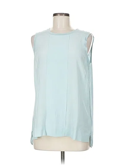 Pre-owned E3 By Etcetera Sleeveless Silk Top Blue Boatneck Tops