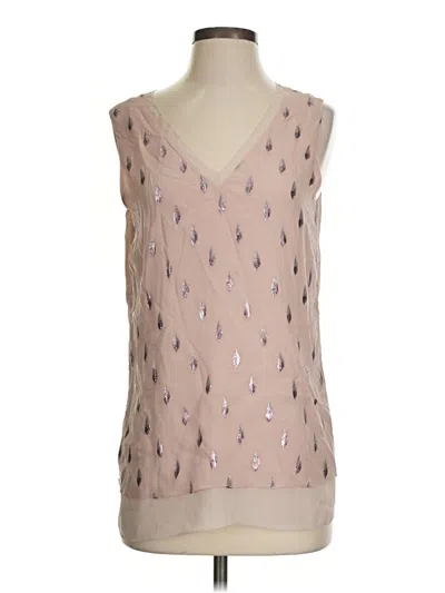 Pre-owned E3 By Etcetera Sleeveless Silk Top Pink V-neck Tops