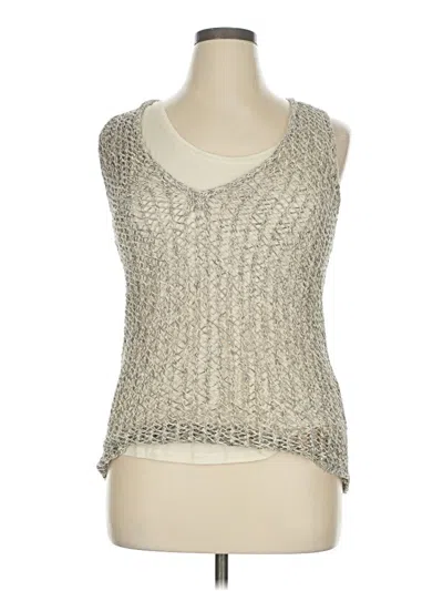 Pre-owned E3 By Etcetera Sleeveless Top Silver Scoop Neck Tops