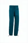 E9 Deep Teal Straight Pants With Adjustable Cuffs In Blue