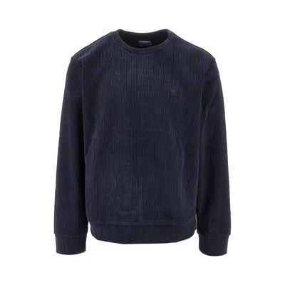 Ea Bodywear Corduroy Loungewear Sweatshirt In Blue
