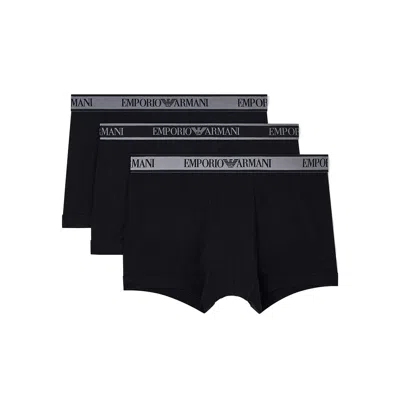 Ea Bodywear Stretch Cotton Jersey 3-pack Boxer Shorts In Black