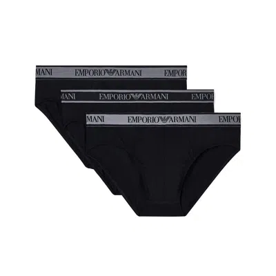 Ea Bodywear Stretch Cotton Jersey 3-pack Brief In Black