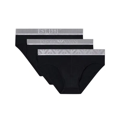 Ea Bodywear Sv Stretch Cotton Jersey 3-pack Brief In Black