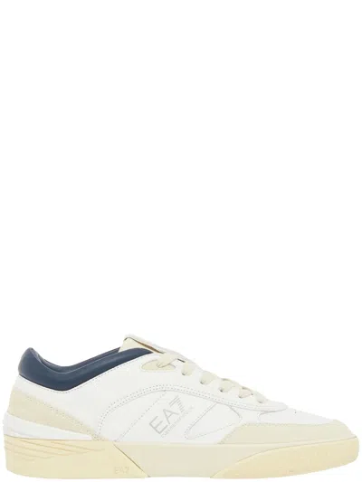 Ea7 100% Bovine Leather Sneakers For Men In White