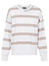 Ea7 White Striped Sweatshirt In White