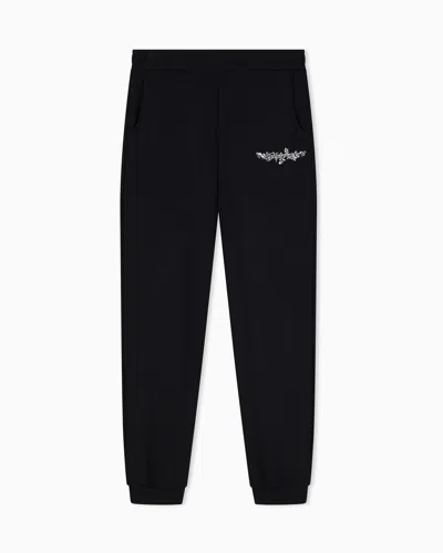 Ea7 Trousers Logo Series Regular Fit Jersey In Modal Blend In Black