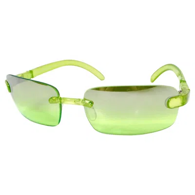Pre-owned Ea7 1990s Emporio Armani Neon Green Rectangular Frameless Sunglasses