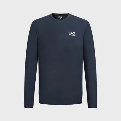 Ea7 Logo-print Long-sleeve T-shirt In Blue