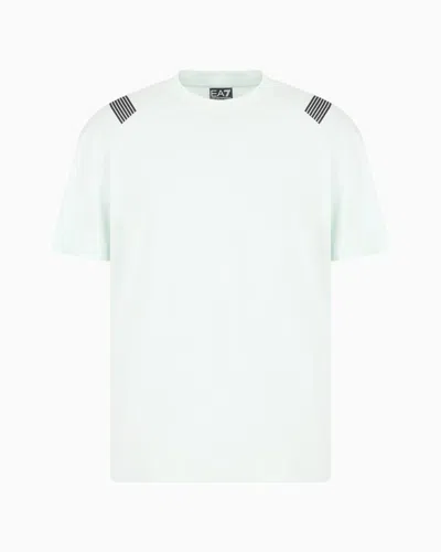 Ea7 7 Lines Cotton Jersey Crew-neck T-shirt In Green