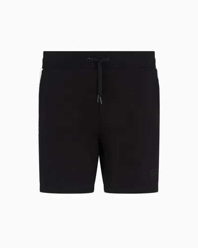 Ea7 7 Lines Cotton Jersey Shorts In Black