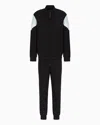 Ea7 7 Lines Cotton Jersey Tracksuit In Black