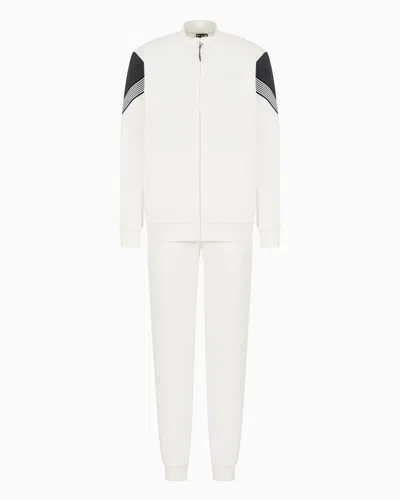Ea7 7 Lines Cotton Jersey Tracksuit In White